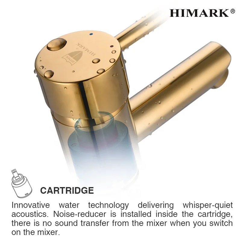 HIMARK cupc modern hot cold water single hole basin faucet single lever brass brushed gold bathroom sink mixer tap