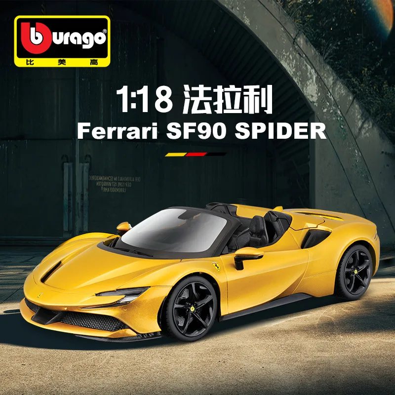 1:18 Bburago SF90 Spider Stradale Sport Car Alloy Luxury Vehicle Diecast Model Edition Toy Collection Ornament Gift