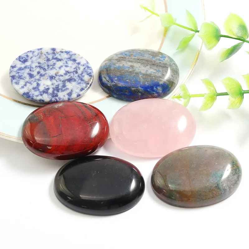Charms 30x40mm Natural Stone Oval Beads No Drill Hole CAB Cabochon Stone for Jewelry Making trendy accessories