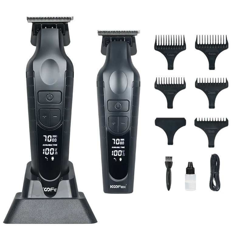 KooFex Cheap Price Plastic Powder Metallurgy Low Temperature Ceramic Blade Barber Machines Large Battery Capacity Hair Trimmer