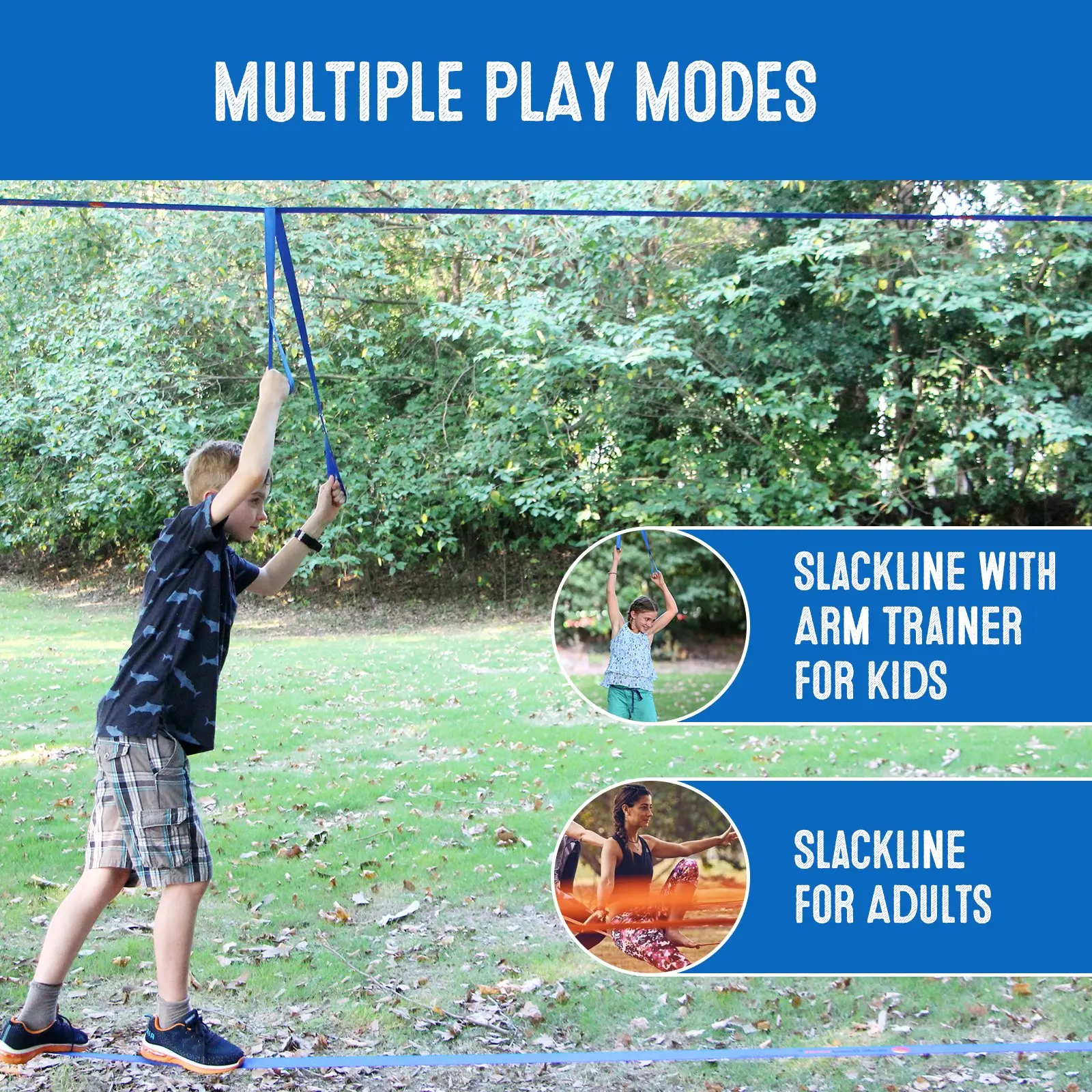 Gentle booms sports outdoor kids playground 56ft slackline ninja warrior course with monkey bar