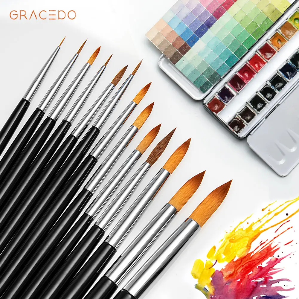 Professional 15 Pcs Anngle Acrylic Artist Paint Brush Wood Handle Oil Watercolor Art Set Paint Brush For Artist Art Painting