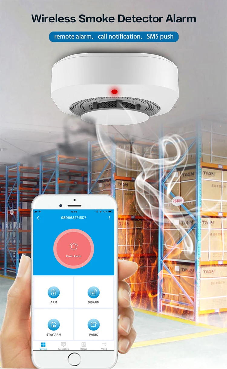 
New remote alarm SMS push the carbon monoxide gas Wireless Smoke Detector Alarm 
