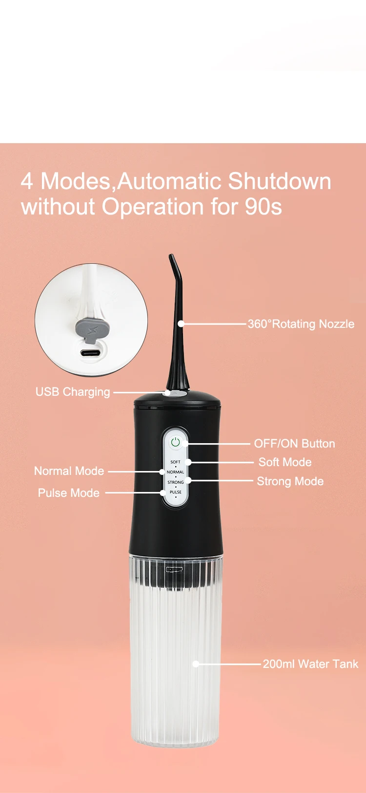 Cheap Price Wholesale oral Irrigator mouth water flosser pink