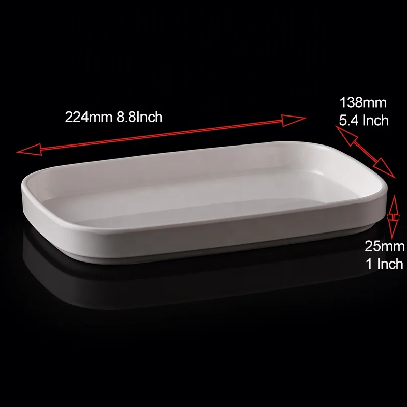 Hot Pot Restaurant barbecue Food Serving Buffet plate 8.8 Inch Stack Rectangular melamine dish