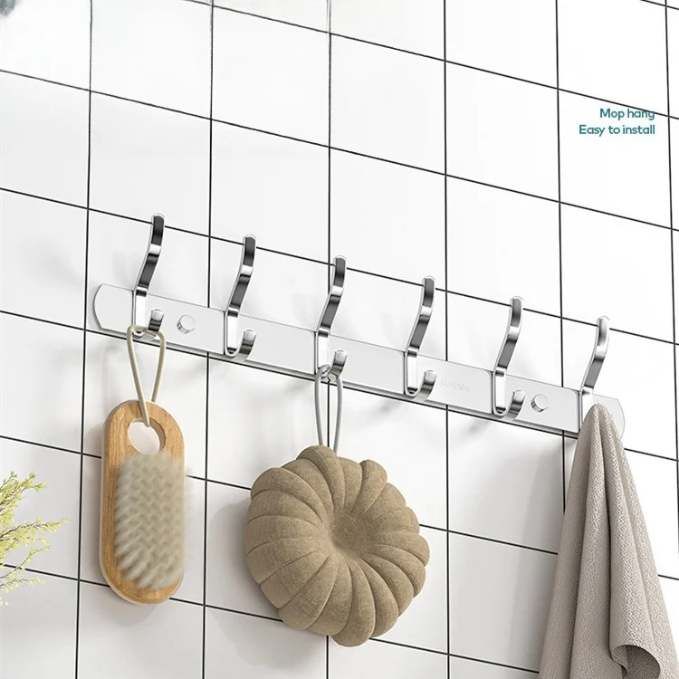 Wholesale Stainless Steel  Hangers Rack Metal Ceiling Coat Rack 5Hooks Wall Mounted Rack For Home Kitchen Organization