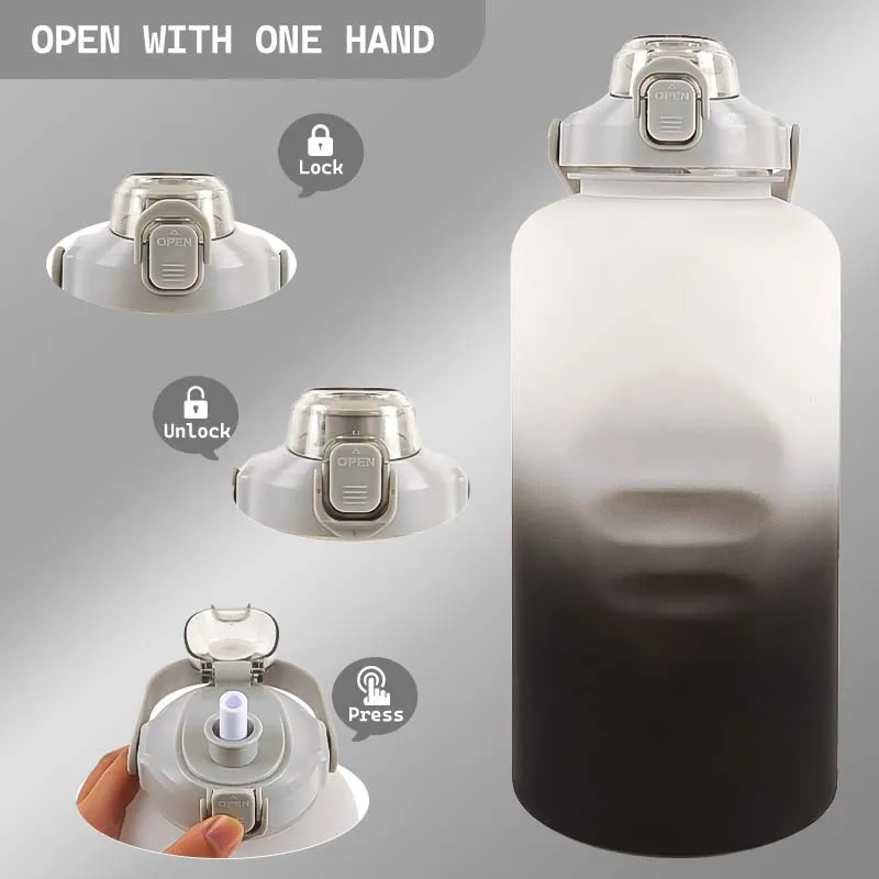 1 Gallon Water Bottles  Large for Sports Fitness Camping 128 oz / 3.8L Water Bottle 2-IN-1 Lid Gym Bottle with Times to Drink