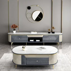 Hot Sale Marble Top Nordic Minimalist Living Room Negotiation Marble Tv Stand And Coffee Table