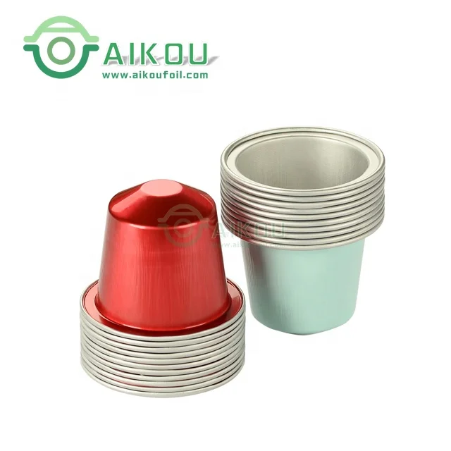 Disposable colorful tea aluminum foil pod with heat sealed lid eco friendly multi compatible nespresso empty coffee capsules