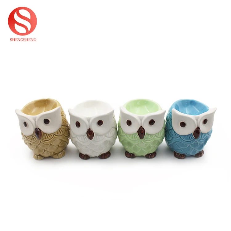 Factory direct sale cheap ceramic candle holder small owl ceramic tea light candle holder for home decoration