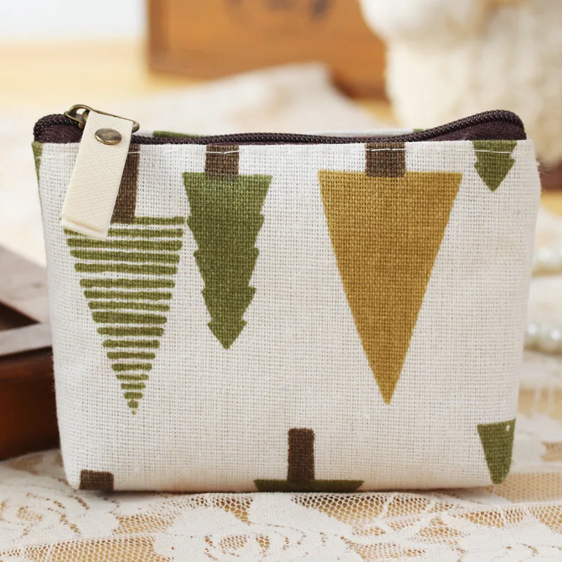 Customised models cotton and linen small fresh retro coin purse fashion canvas fabric key bag card bag