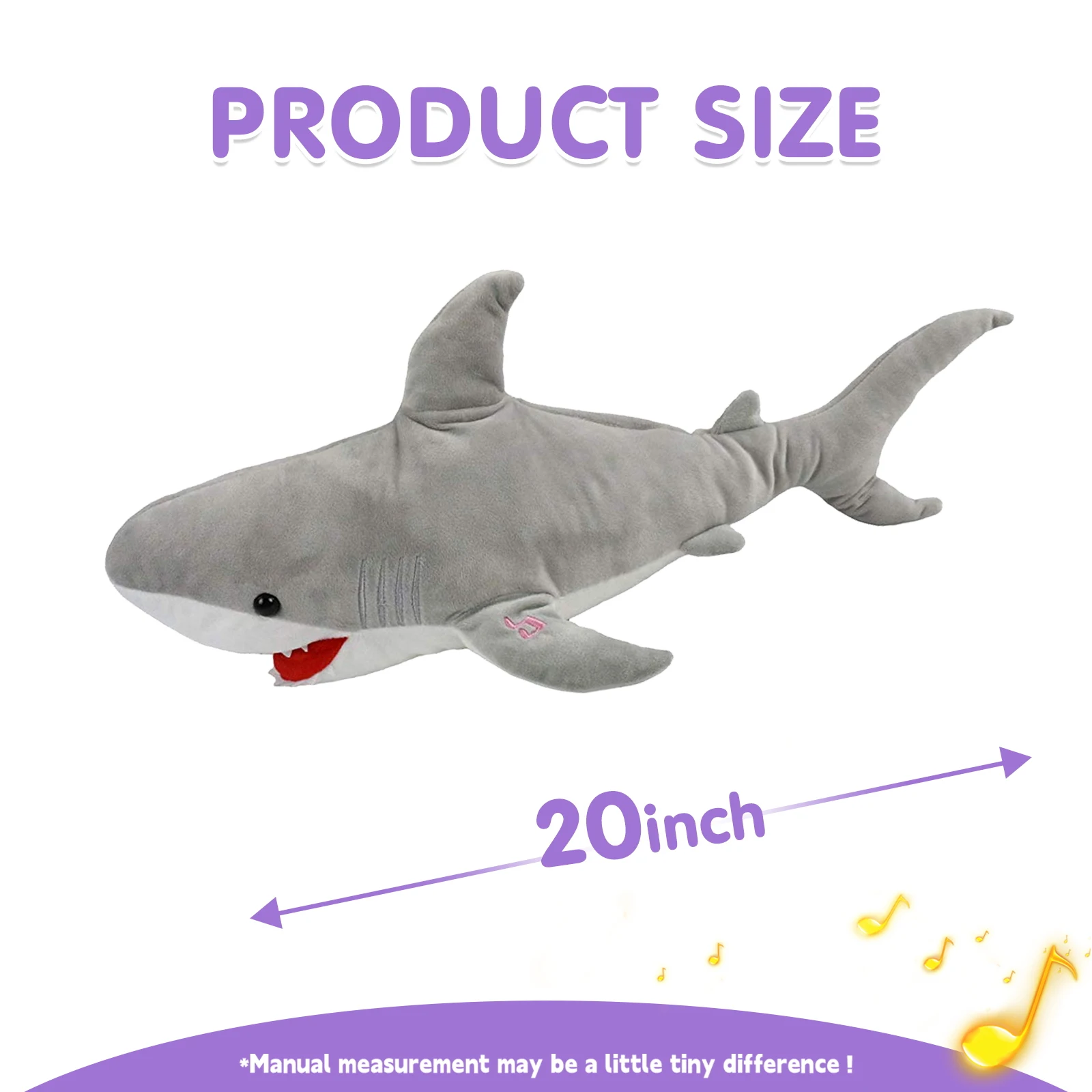 Glowing LED Musical Blue Stuffed Shark Toy Soft Singing Light Up Stuffed Animal Home Decor Birthday Gift for Kids baby Child