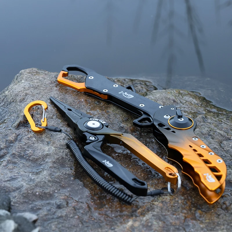 LINNHUE Aluminum Alloy Fishing Pliers Grip Set Foldable Multifunctional Fishing Tool Tackle Hook Cutter Line Splitter Ring Tool