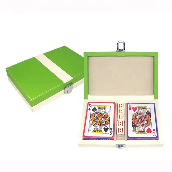 two deck of poker chip set Manufacture colorful leather Premium chip game Poker Set