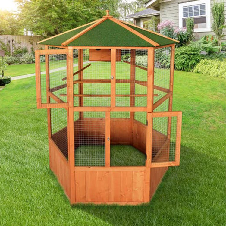Strong Wire Mesh Pet Water Proof Bird House Wooden Cage for Small Parrot