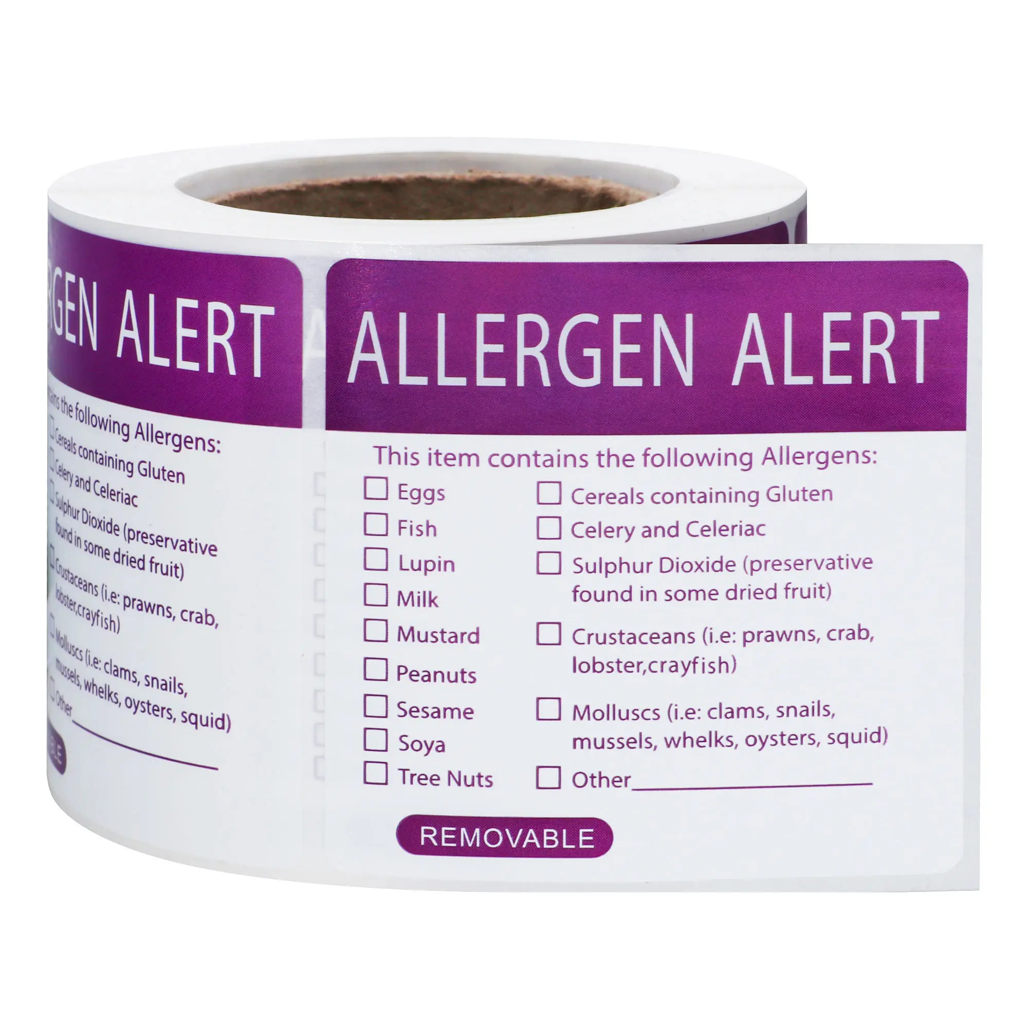 Costom Print paper Restaurants Kitchen Food Rotation Allergen allergy Warning Adhesive Stickers Labels for Restaurants