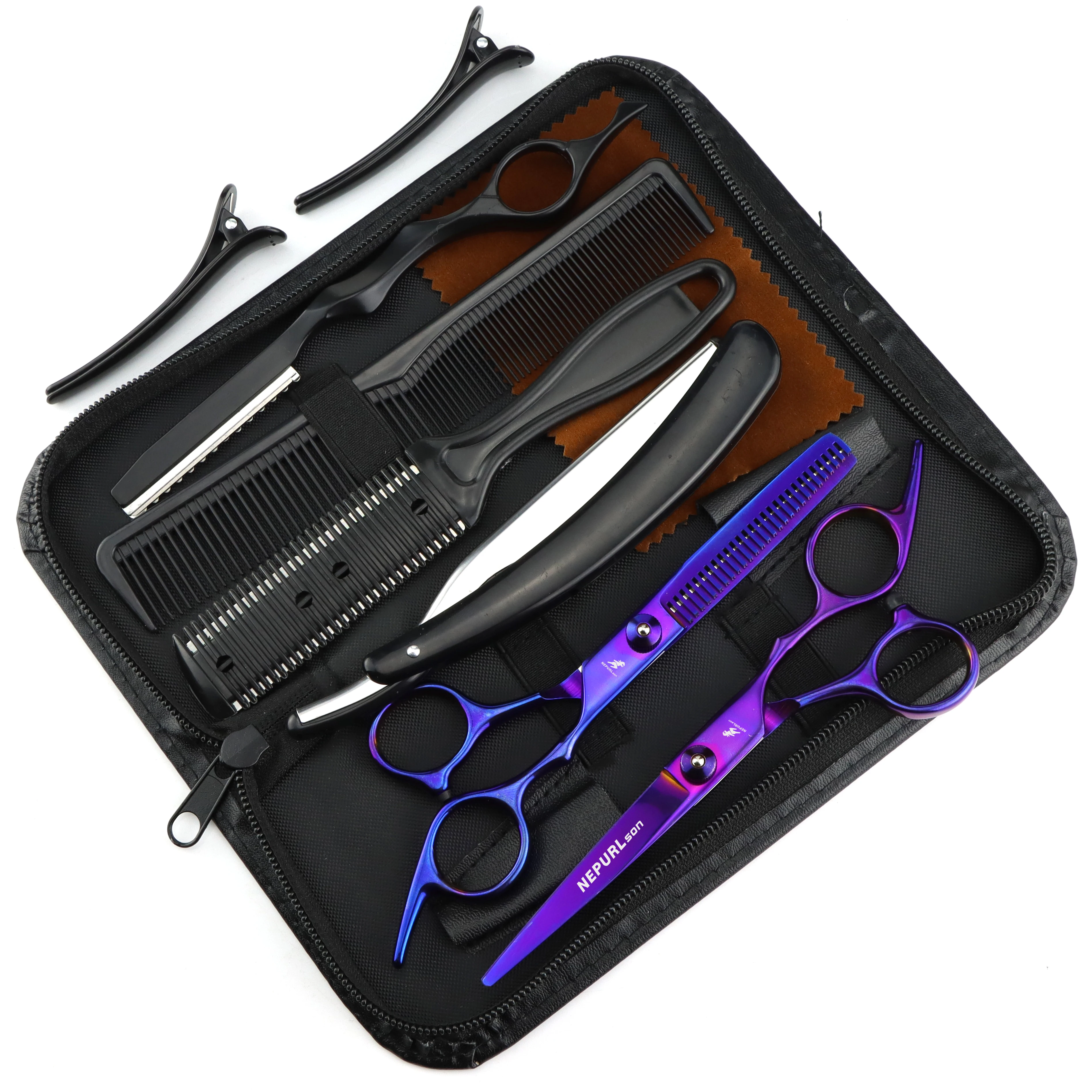 6.0 inch 8colors FMA new fashion design beauty barber   hair brush combs  hair scissor set