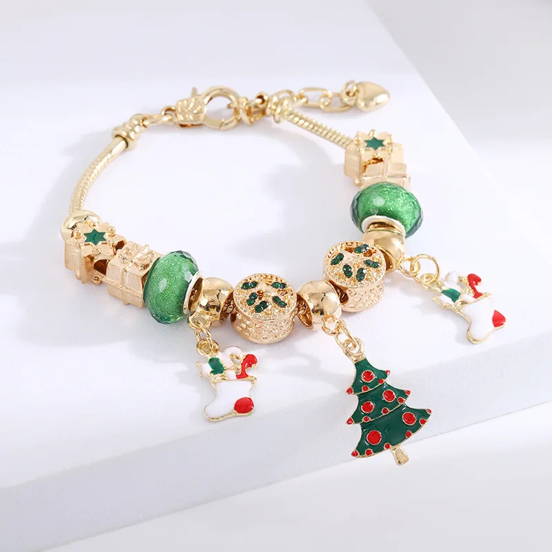 Cross-border Christmas gift for women handmade DIY Pan Jia big hole beaded snake bone chain bracelet