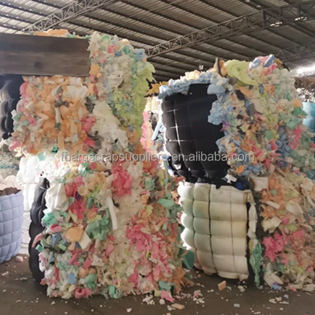 A grade pu foam scrap mixed colors compressed bales polyurethane scrap foam for mattress sofa furniture rebond foam