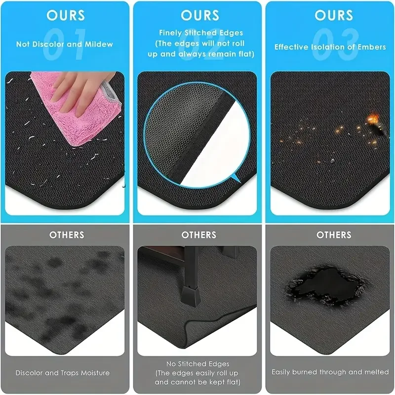 Customize FiberGlass Silicone Coating Fireproof Fire Pit Premium Deck and Patio Floor Cooking BBQ Under Grill Rubber Mat