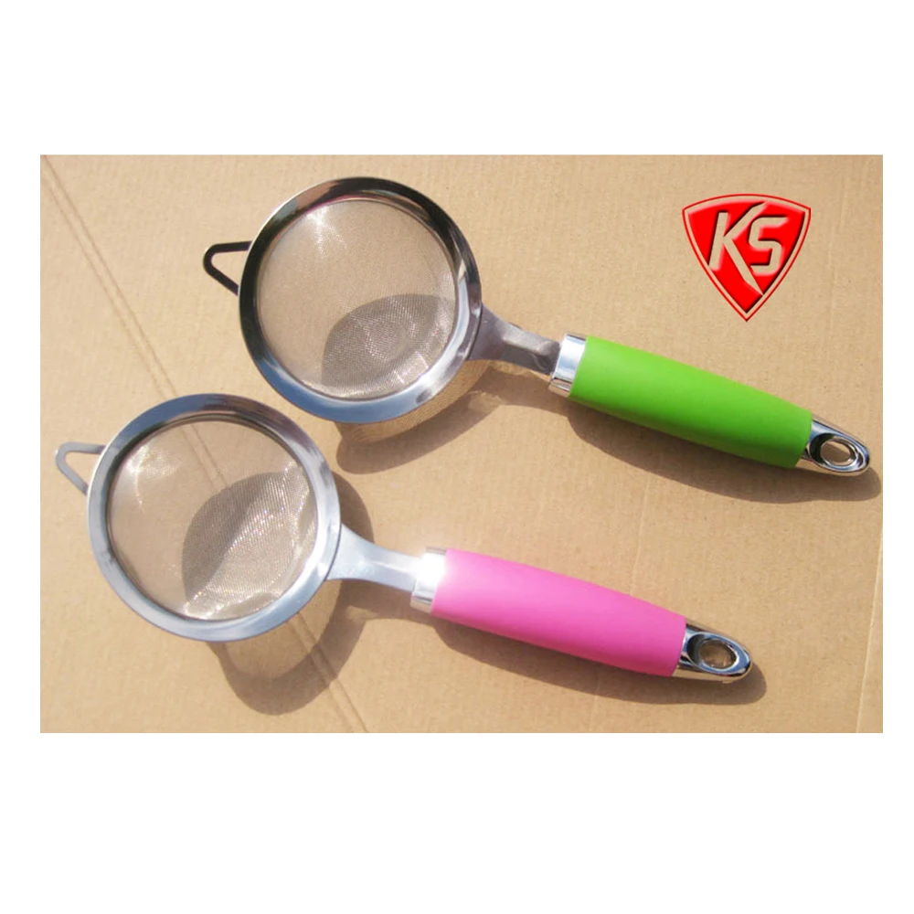 Multifunctional Food Grade Tpr Handle Stainless Steel Tea Strainer  Colander & Strainer Soy Milk Filter Hand-Held Flour Sieve