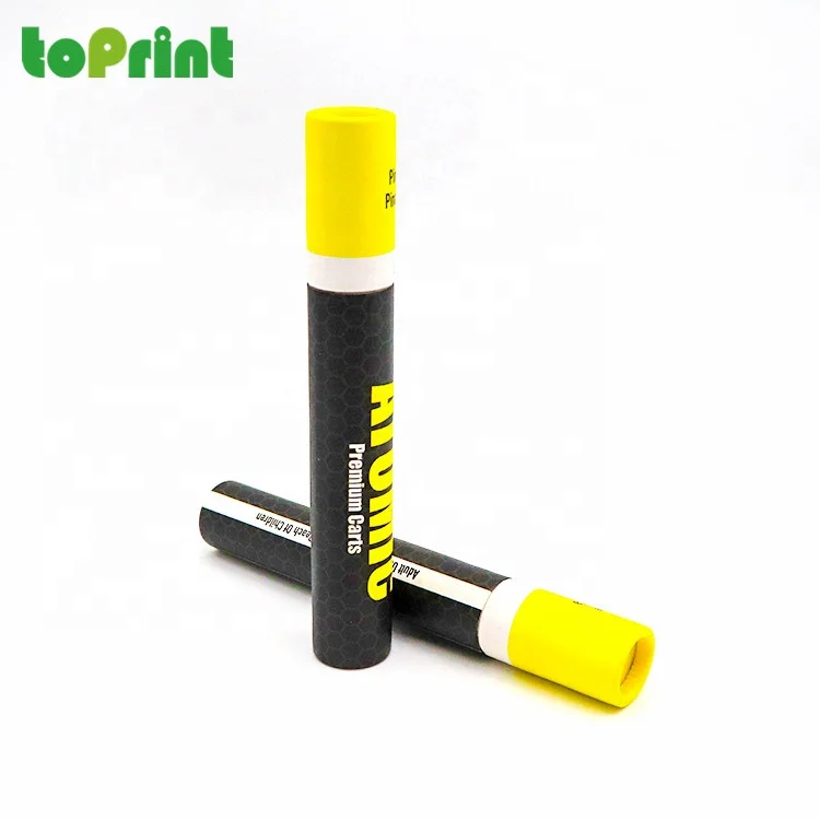 
Biodegradable Custom Printing Slim Cardboard Cylinder Black Round Paper Box For E-Cigarettes Cbd Vape Pen Packaging 