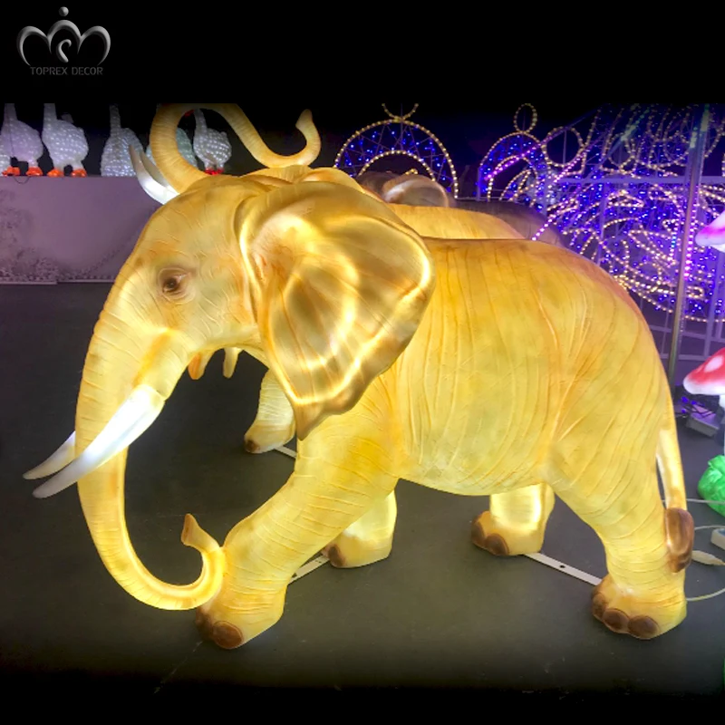 2020 new year theme park decorations led lighted fiberglass animals giraffe elephant deer statue for sale