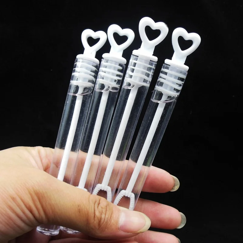 Safety Non-toxic Mini Heart Bubble Wands Water Soap Bubble Tubes Bubble Stick Toy For Party Wedding