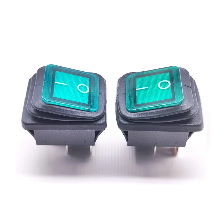 Кулисный Переключатель 28x22 мм CE 16 А 250 В T85 DPST с подсветкой водонепроницаемый зеленый вкл. ВЫКЛ.