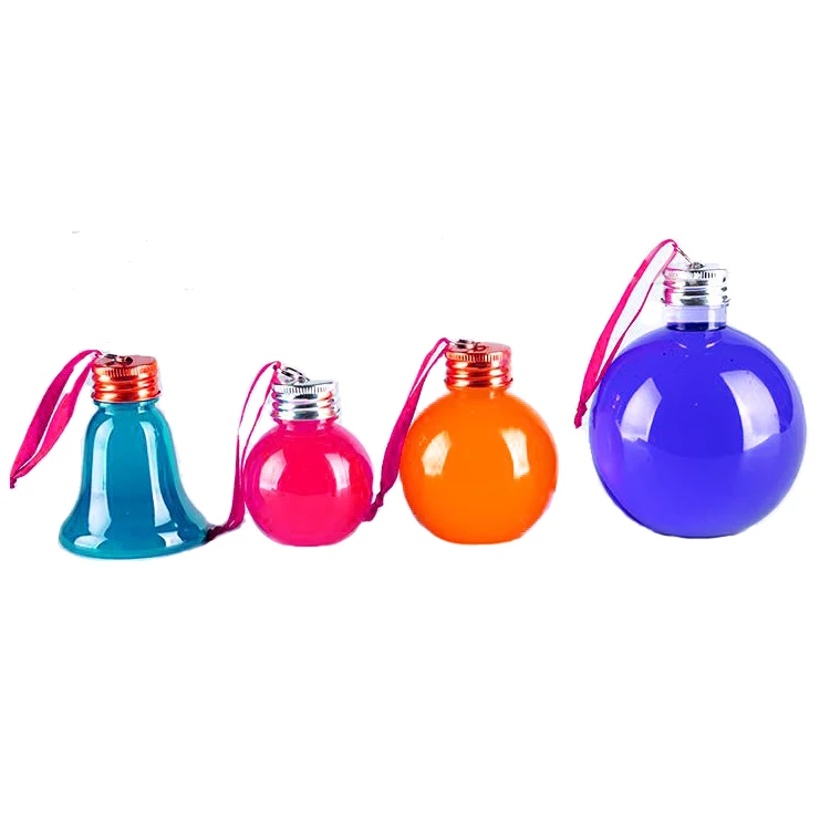 100ml spherical plastic juice bottle transparent round bulb bottle with aluminum lid