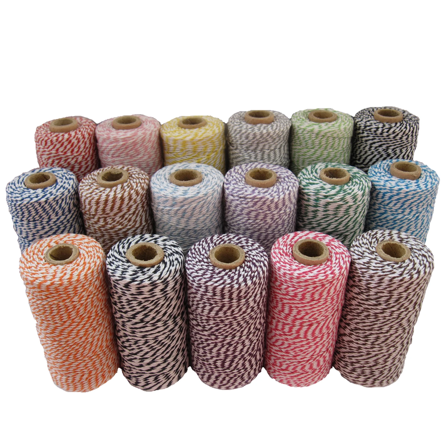 12ply 2mm double color 3 strands twisted cotton bakers twine 100m spool