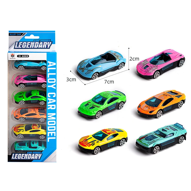 6PCS Simulation Alloy Dicast Car Display Case Mini Metal Diecast Small Model Children Kids Toys Custom Car Vehicles