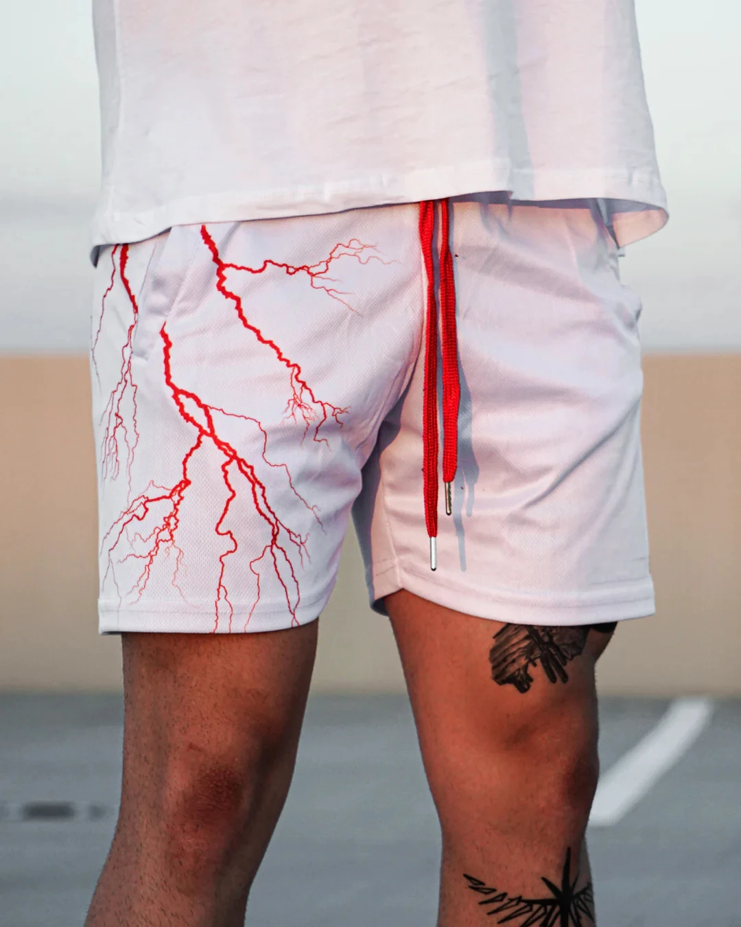 Summer Blank Sublimation Lightning Graphic Mesh Shorts for Men Running Shorts 5 inch inseam Custom Short Pants OEM ODM