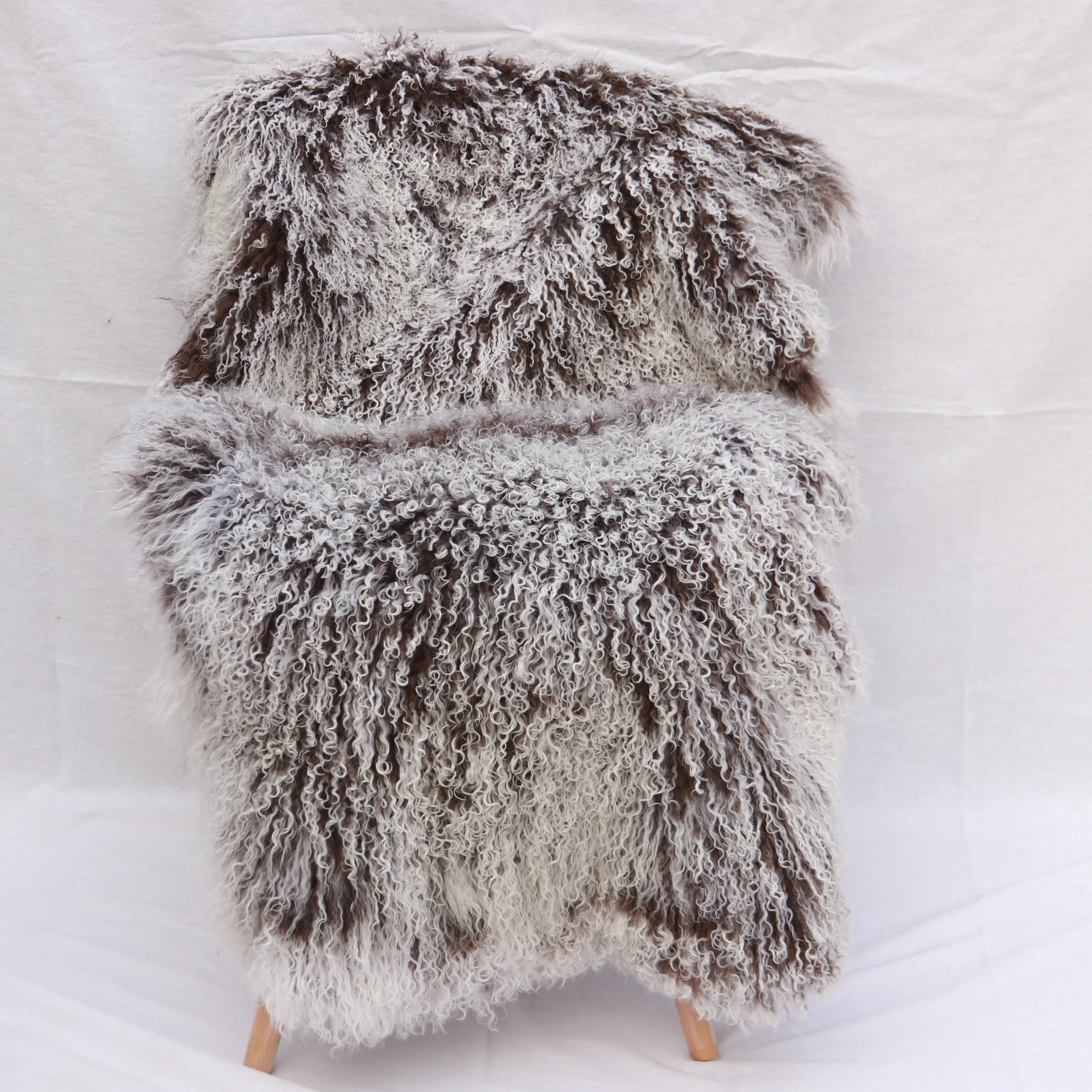 100% Real Mongolian Sheepskin Hide Pelt Throw Rug Plate Tibetan Lamb Wool Carpet Curly