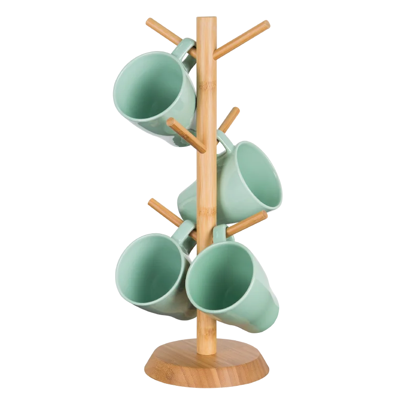 Бамбуковая стойка для кружек, съемный бамбуковый стеллаж для хранения косметики, вешалка для чашек кофе, чая, держатель, стеллаж для ювелирных изделий без металлического винта