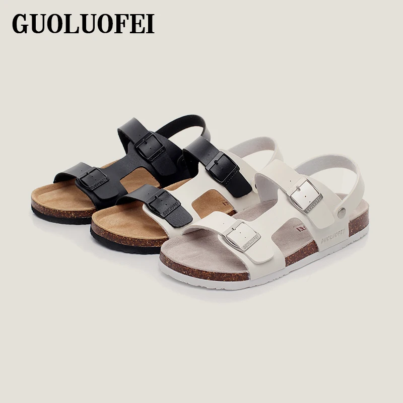 casual cork sandals men flat leather men sandals pu summer sandals for men
