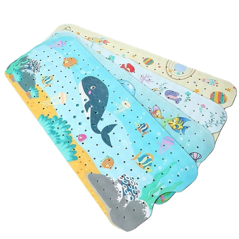 Safe Badematte Custom Children Non Slip Bathtub Bath Mat Anti Skid Bathing Suction Shower Mat with Hooks for Children Kids Baby