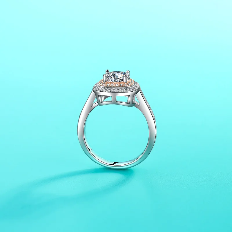 Diamond 1 carat wedding female ring s925 square bag ring couple gift closed mouth asscher moissanite ring