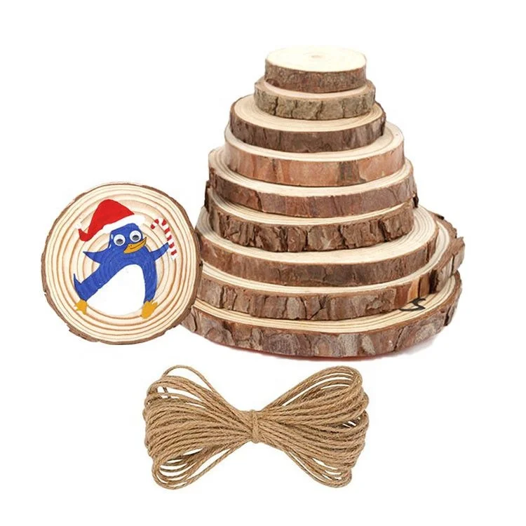 50 Pcs Unfinished Round Pine Wood Slices Wooden Christmas Ornament for Painting