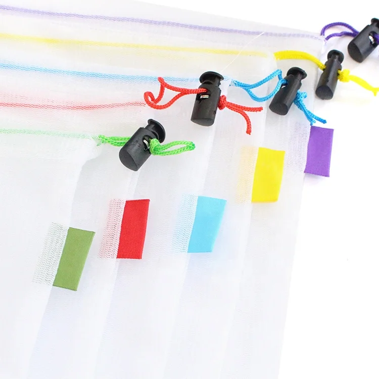 Eco friendly Machine Washable Vegetable Bags Kitchen Storage Mesh Bags