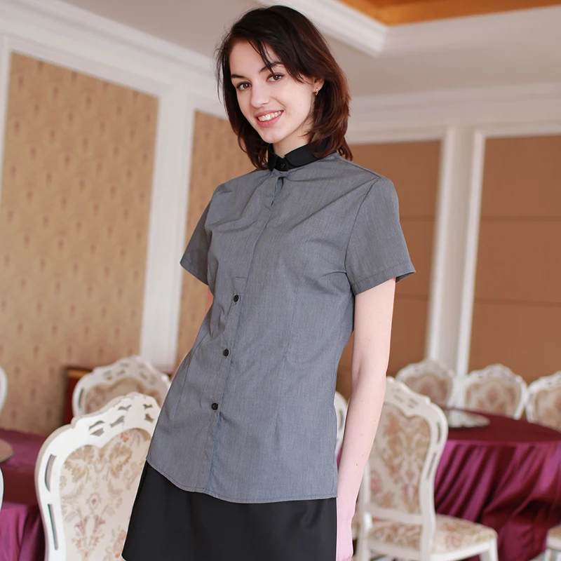 CHECKEDOUT short sleeve restaurant chef work shirts waiter uniform