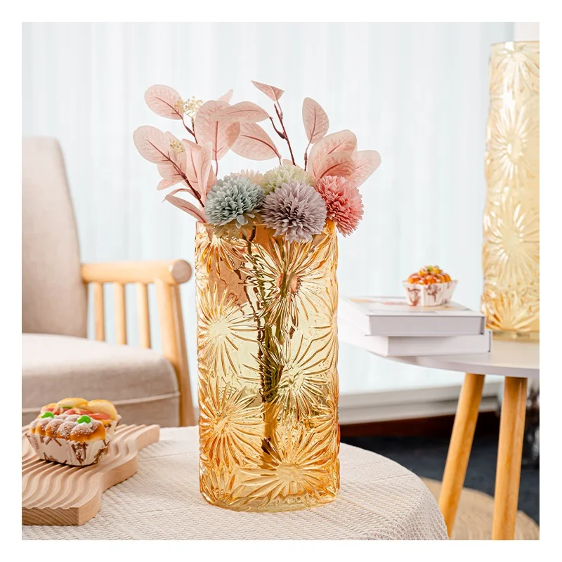 Hot Sale High Quality Decorative Flower Hand Blown Glass Vase Home Decor Round Glass Flower Vases for Home Decoration