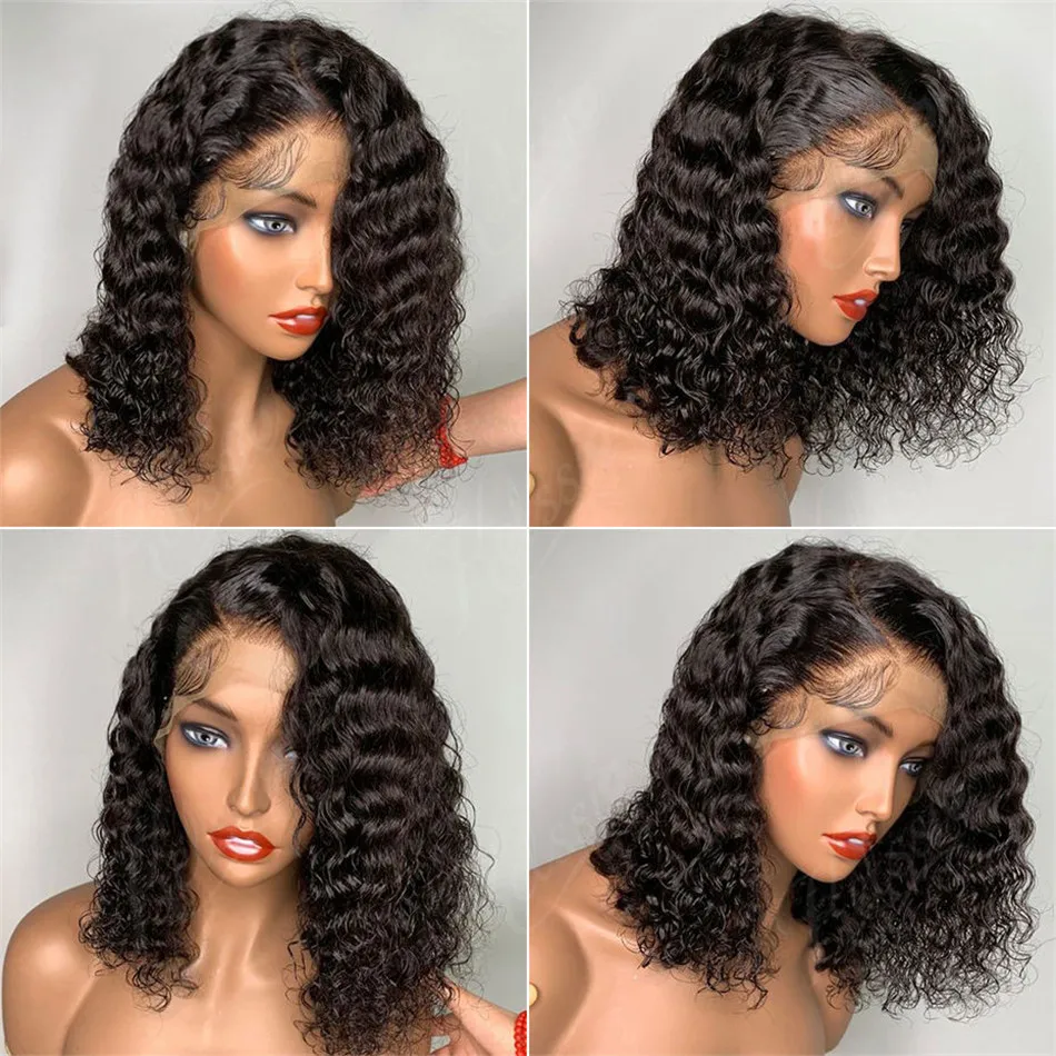 Yeswigs Short Bob Wigs Human Hair Lace Front Peruvian Virgin Hair Full Lace Human Hair Wigs For Black Women Kinky Curly Bob Wigs