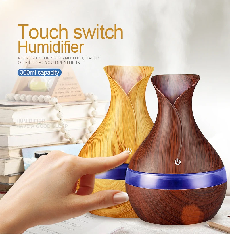 
300ML Mini Touch Switch Humidifier USB Cool Mist Air Essential Oil Diffuser Aroma Ultrasonic Humidifier 