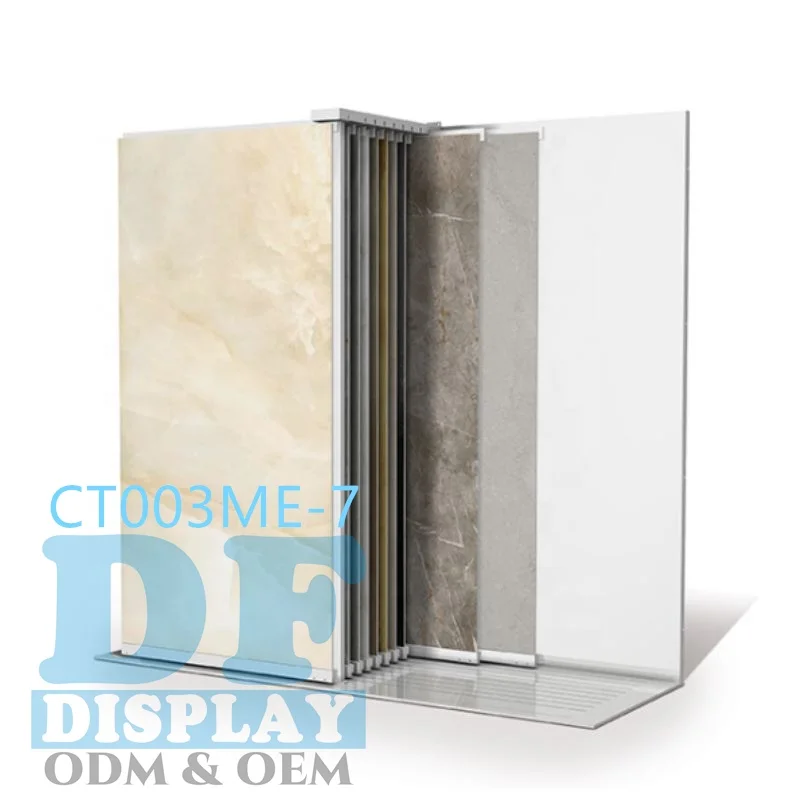 Tile push pull stone display ceramic tile display rack slide panel stand floor standing custom tile display rack