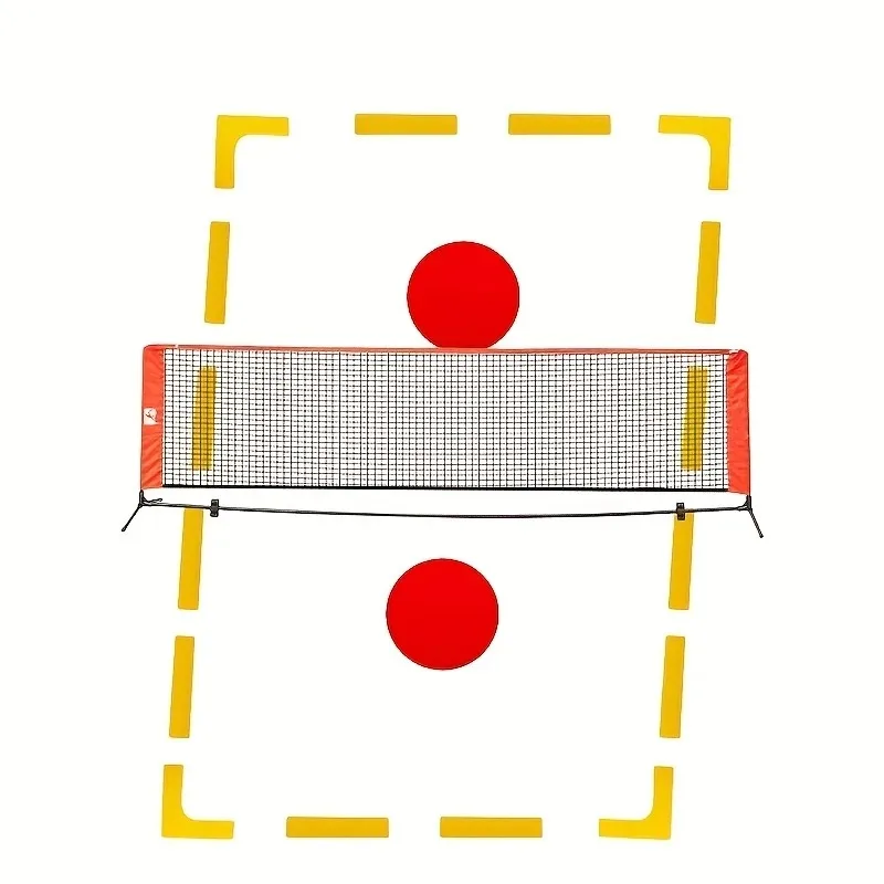 Tennis Court Marking Set (4 Right Angle, 12 Straight Lines, 2 Circular) for Temporary Boundary Line Marking on Standard Court