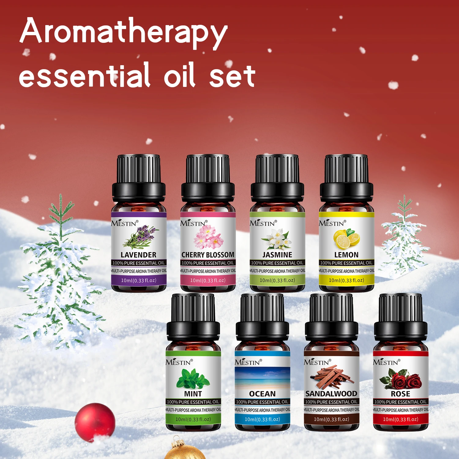 Christmas Gift Box Pure Essential Oil Set 10ml Multi-Purpose Hair Fragrance Lavender Eucalyptus Peppermint Tea Tree Skin Care