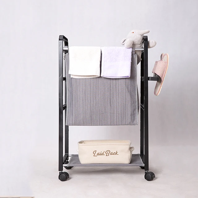 Collapsible Metal  Dirty Cloth Laundry Basket With Wheels