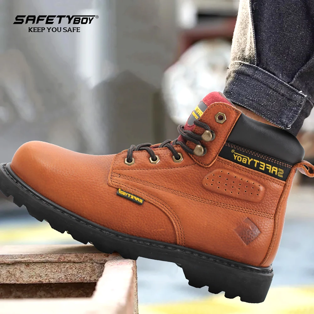 Best-selling Safety boots High quality SAFETYBOY YP5205 Men boots Rubber Sole Genuine leather Safety shoes
