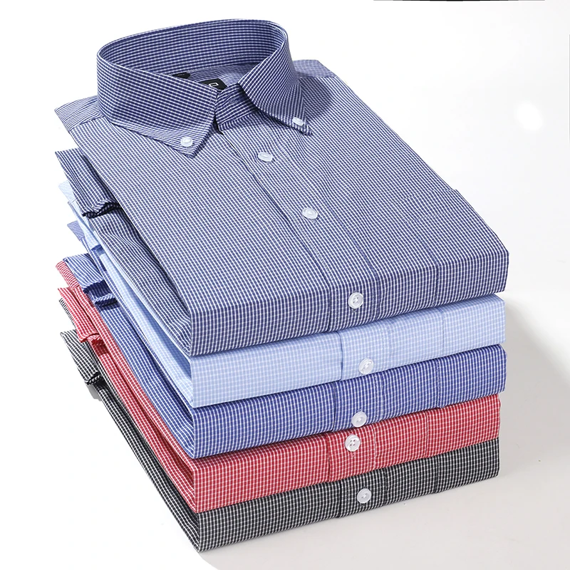 Мужская офисная рубашка в клетку с длинным рукавом, деловая рубашка большого размера, Весенняя стильная и удобная сорочка